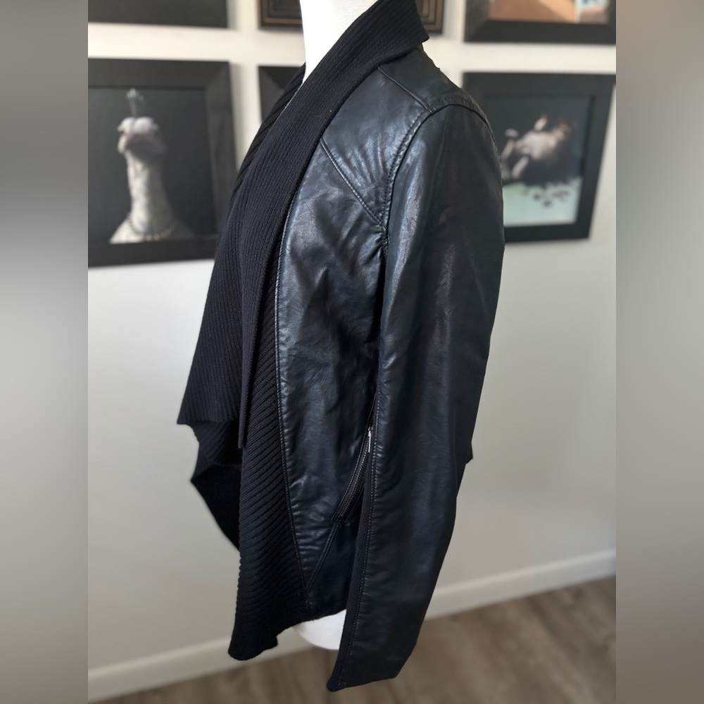 Blank NYC, Black Sweater/Vegan Leather Jacket, size medium